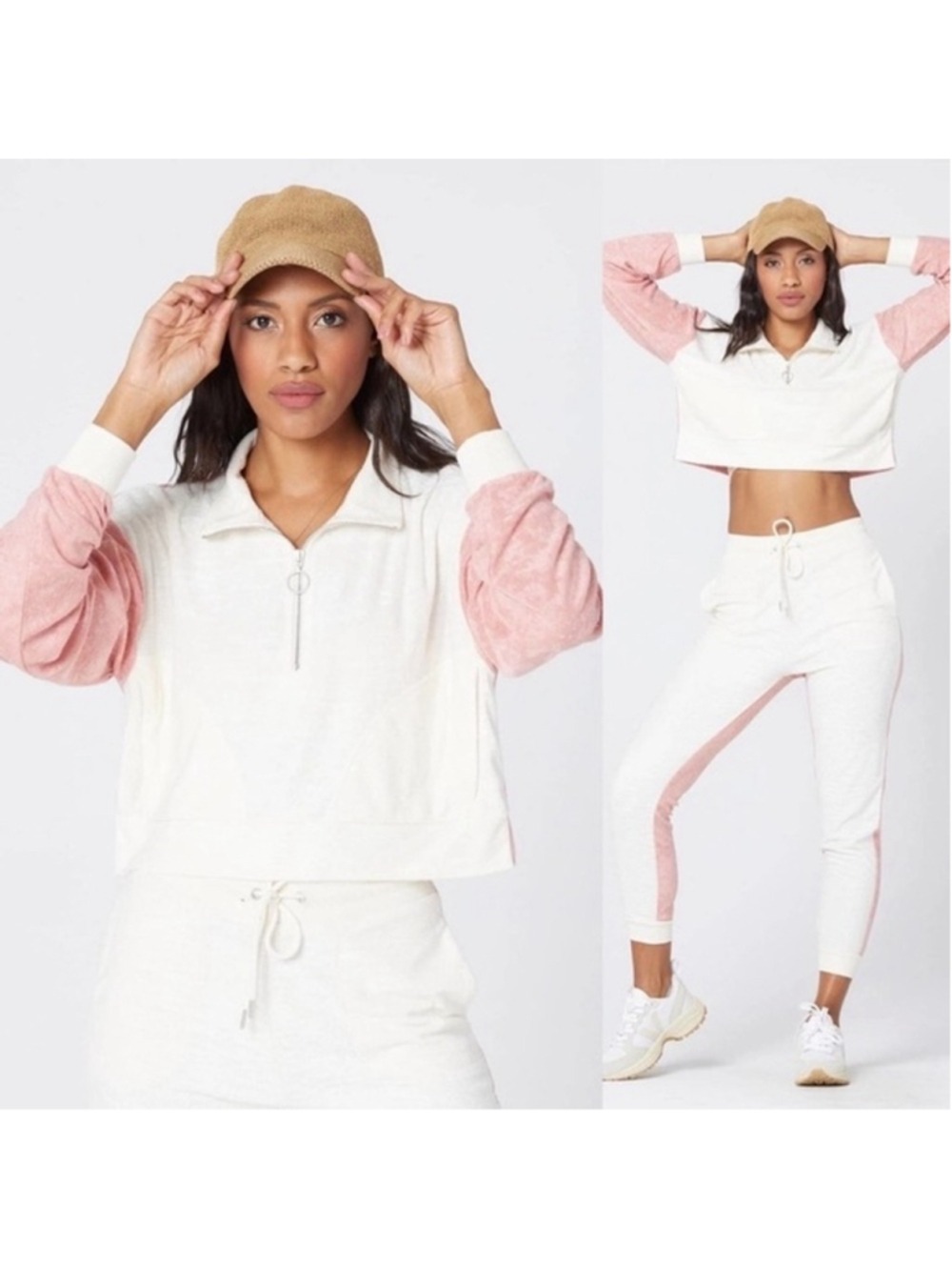 L*SPACE Best Life Pullover & Pant Set, Women's Size L Primrose & Cream NWT